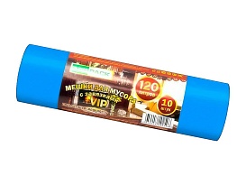 Мешки для мусора 120 л, с завязками, синие, в рулоне 10 шт., ПНД, 15 мкм, 800х750 мм, VIP, Z12010blue в Ставрополе