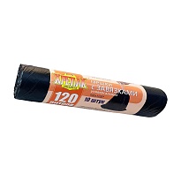 Мешки для мусора 120 л, с завязками, черные, в рулоне 10 шт., ПНД, 16 мкм, 1100х700 мм, Крепак, 4607075710320 в Ставрополе