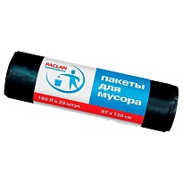 Мешки для мусора 160 л, черные, в рулоне 20 шт., ПВД, 30 мкм, 1200х870 мм, PACLAN Professional, 604082 в Ставрополе