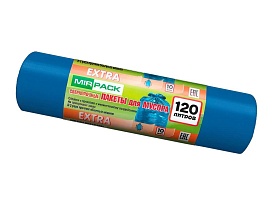 Мешки для мусора 120 л, синие, в рулоне 10 шт., ПНД, 14 мкм, 1100х700 мм, EXTRA, ex1201802 в Ставрополе