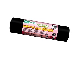 Мешки для мусора 180 л, ароматизированные, черные, в рулоне 10 шт., ПВД, 50 мкм, 1100х930 мм, EXTRA black, 18008301 в Ставрополе