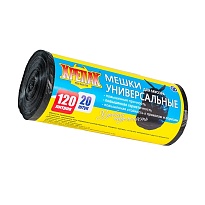 Мешки для мусора 120 л, черные, в рулоне 20 шт., ПНД, 15 мкм, 1100х700 мм, Крепак, 4607075710207 в Ставрополе