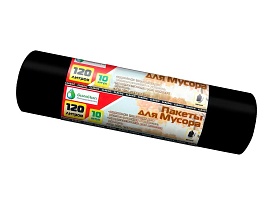 Мешки для мусора 120 л, черные, в рулоне 10 шт., ПНД, 12 мкм, 1100х700 мм, MIRPACK Classik, 1201011 в Ставрополе