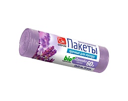 Мешки для мусора 60 л, ароматизированные, Лаванда, сиреневые, в рулоне 20 шт., ПНД, 9 мкм, 650х550 мм, GRIFON Aroma, 101-023 La в Ставрополе