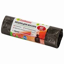 Мешки для мусора 60 л, черные, в рулоне 20 шт., ПНД, 5 мкм, 650х570 мм, Любаша, 605331 в Ставрополе