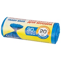 Мешки для мусора 90 л, синие, в рулоне 20 шт., ПНД, 14 мкм, 900х700 мм, LAIMA ULTRA, 607693 в Ставрополе