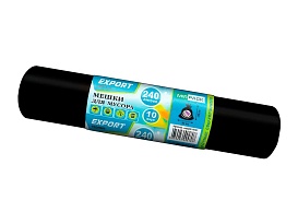 Мешки для мусора 240 л, черные, в рулоне 10 шт., ПВД 80 мкм, 1300х930 мм, EXPORT, exp 24010167 в Ставрополе