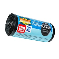 Мешки для мусора 180 л, с ушками, черные, в рулоне 30 шт., ПНД, 20 мкм, 1150х800 мм, Крепак, 4607075710399 в Ставрополе
