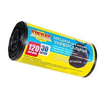 Мешки для мусора 120 л, черные, в рулоне 30 шт., ПНД, 15 мкм, 1100х700 мм, Крепак, 4607075710122 в Ставрополе