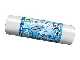 Мешки для мусора 300 л, белые, в рулоне 10 шт., ПВД 70 мкм, 1400х1000 мм, PREMIUM+, 300101602 в Ставрополе