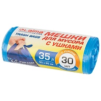 Мешки для мусора 35 л, с ушками, синие, в рулоне 30 шт., ПНД, 11 мкм, 650х500 мм, LAIMA ULTRA, 607684 в Ставрополе