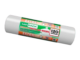 Мешки для мусора 120 л, белые, в рулоне 10 шт., ПНД, 14 мкм, 1100х700 мм, EXTRA, ex1201803 в Ставрополе