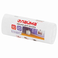 Мешки для мусора 60 л, белые, в рулоне 20 шт., ПНД, 7 мкм, 680х580 мм, LAIMA, 605539 в Ставрополе