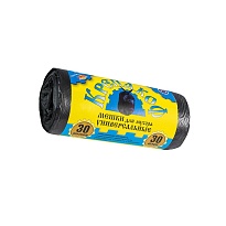Мешки для мусора 30 л, с ушками, черные, в рулоне 30 шт., ПНД, 8 мкм, 580х460 мм, Крепакоф, 4607075710238 в Ставрополе
