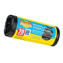 Мешки для мусора 20 л, черные, в рулоне 30 шт., ПНД, 10 мкм, 550х440 мм, Крепак, 4607075710092 в Ставрополе