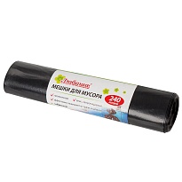 Мешки для мусора 240 л, черные, в рулоне 5 шт., ПВД 30 мкм, 1300х900 мм, Любаша, 605338 в Ставрополе