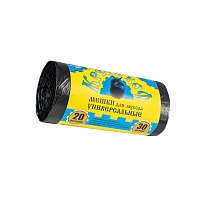 Мешки для мусора 20 л, с ушками, черные, в рулоне 30 шт., ПНД, 10 мкм, 550х440 мм, Крепакоф, 4607075710221 в Ставрополе